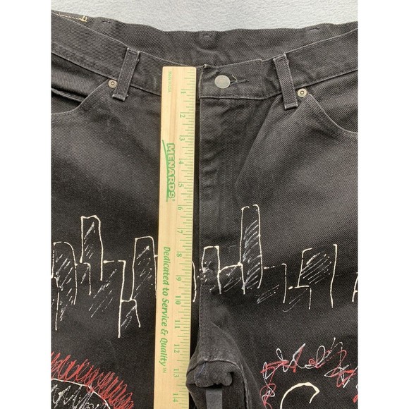 Vtg Lee 1889 Denim Jeans Men's 40 X 30 Black Half Wayzz Calouge Art Tagged Pants - Picture 6 of 16